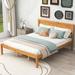 Queen Size Platform Bed Frame with Headboard , Wood Slat Support , No Box Spring Needed,Oak