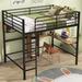 Black Full Size All-in-One Metal Wood Loft Bed with L -shaped Desk & Shelves