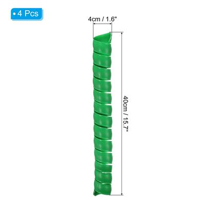 4Pcs Plastic Tree Trunk Protector Spiral Bark Wraps Guard, 15.7"x1.6" Green