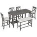 6-Piece Counter Height Dining Table Set with 4 Chairs & Bench