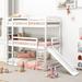 Twin over Twin over Twin Adjustable Triple Bunk Bed with Ladder and Slide, Safety Guardrail