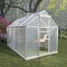 8' L x 6' W Walk-in Greenhouse with Roof Vent, Sliding Doors, Aluminum Hobby Hot House
