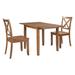 3-Piece Drop Leaf Breakfast Nook Dining Table Set w/2 X-back Chairs