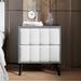 Classic Wood Nightstand with 2 Linen Fabric Drawers for Bedroom