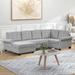 120" Modern U-shape Corner Sectional Sofa Linen Fabric Upholstered Couch with Tufted Back Cushion and Curved Armrest