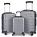 3-Piece Luggage Set Hardside Carry-on Suitcase with Spinner Wheels and TSA Lock, 20"/24"/28",Silver Grey