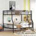 Black Simple Full Over Queen Metal Bunk Bed with Ladder, Safety Guard Rails for Guest Room Office Small Room Easy Assembly