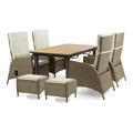 Furniture of America Mack Aluminum 7-Piece Patio Dining Set with Adjustable Table Brown