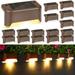 Ledander 4 Pack Warm White Garden Landscape Step Deck Lights LED Solar Lamp Balcony Fence Lights Outdoor Waterproof Path Stair Wall Lighting(Brown)