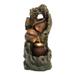 Luxen Home Farmhouse Resin Outdoor Water Fountain with LED Lights in Brown