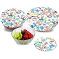 3 Reusable Bowl Covers Lids Food Cover Stretched Lids Waterproof Fabric Covers for Glass Salad Bowl Pot Melons Elastic Edging - Floral