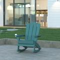 Emma + Oliver Adirondack Rocking Chair with Cup Holder Weather Resistant HDPE Adirondack Rocking Chair in Blue
