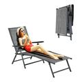 CintBllTer Patio Lounge Chair Outdoor Adjustable 5-Position Recliner Portable Folding Chair for Outside Beach Pool Sunbathing Lawn Lounger Chair Camping Reclining Chair Gray