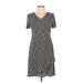 Connected Apparel Casual Dress - A-Line V Neck Short sleeves: Black Dresses - Women's Size 10