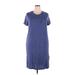 Jessica Simpson Casual Dress - Shift Crew Neck Short sleeves: Blue Print Dresses - Women's Size 2X-Large