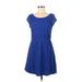 LC Lauren Conrad Casual Dress - Mini Scoop Neck Short sleeves: Blue Print Dresses - Women's Size 8