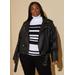 Plus Size Faux Leather Belted Moto Jacket