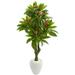 Nearly Natural 5.5 Plumeria Artificial Tree in White Planter UV Resistant (Indoor/Outdoor)