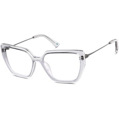 Zenni Women's Vintage Cat-Eye Glasses White Mixed Full Rim Frame