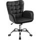 Yaheetech - Faux Leather Desk Chair with Padded Armrests Modern Mid-back Office Chair, Black - black