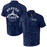 Men's Darius Rucker Collection by Fanatics Navy Atlanta Braves Denim Team Color Button-Up Shirt