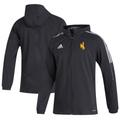 Men's adidas Black Wyoming Cowboys Sideline Tiro21 Windbreaker Full-Zip Hooded Jacket