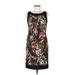 AB Studio Casual Dress - Sheath Scoop Neck Sleeveless: Brown Print Dresses - Women's Size 6
