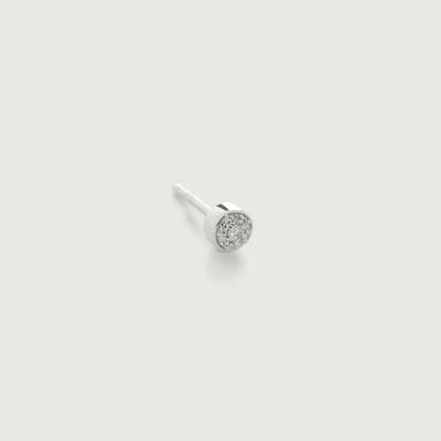 Sterling Silver Fiji Tiny Button Diamond Single Stud Earring Diamond