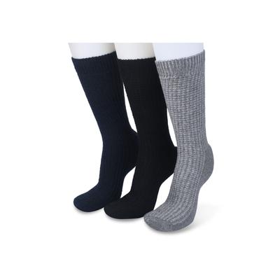 Plus Size Women's 3 Pair Textured Wool Blend Socks by GaaHuu in Black Grey Navy (Size ONESZ)