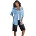 Plus Size Women's Hooded Denim Big Shirt by Roaman's in Bleach (Size 26 W)