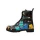 Schnürboots DOGO "Damen Boots" Gr. 37, Normalschaft, schwarz (schwarz, grün) Damen Schuhe Schnürstiefeletten Vegan