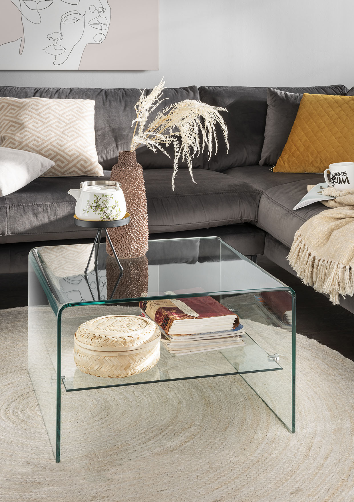 Couchtisch PAROLI "Willi", transparent (klarglas, klarglas, klarglas), B:60cm H:38cm T:60cm, Tische, Couchtisch Glas-Couchtisch