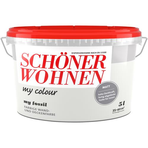 „SCHÖNER WOHNEN-FARBE Wand- und Deckenfarbe „“my colour““ Farben 10 Liter, my magnolia, matt, leicht zu verarbeitende Innenfarbe Gr. 5 l 5000 ml, grau (my fossil) Wandfarbe bunt“