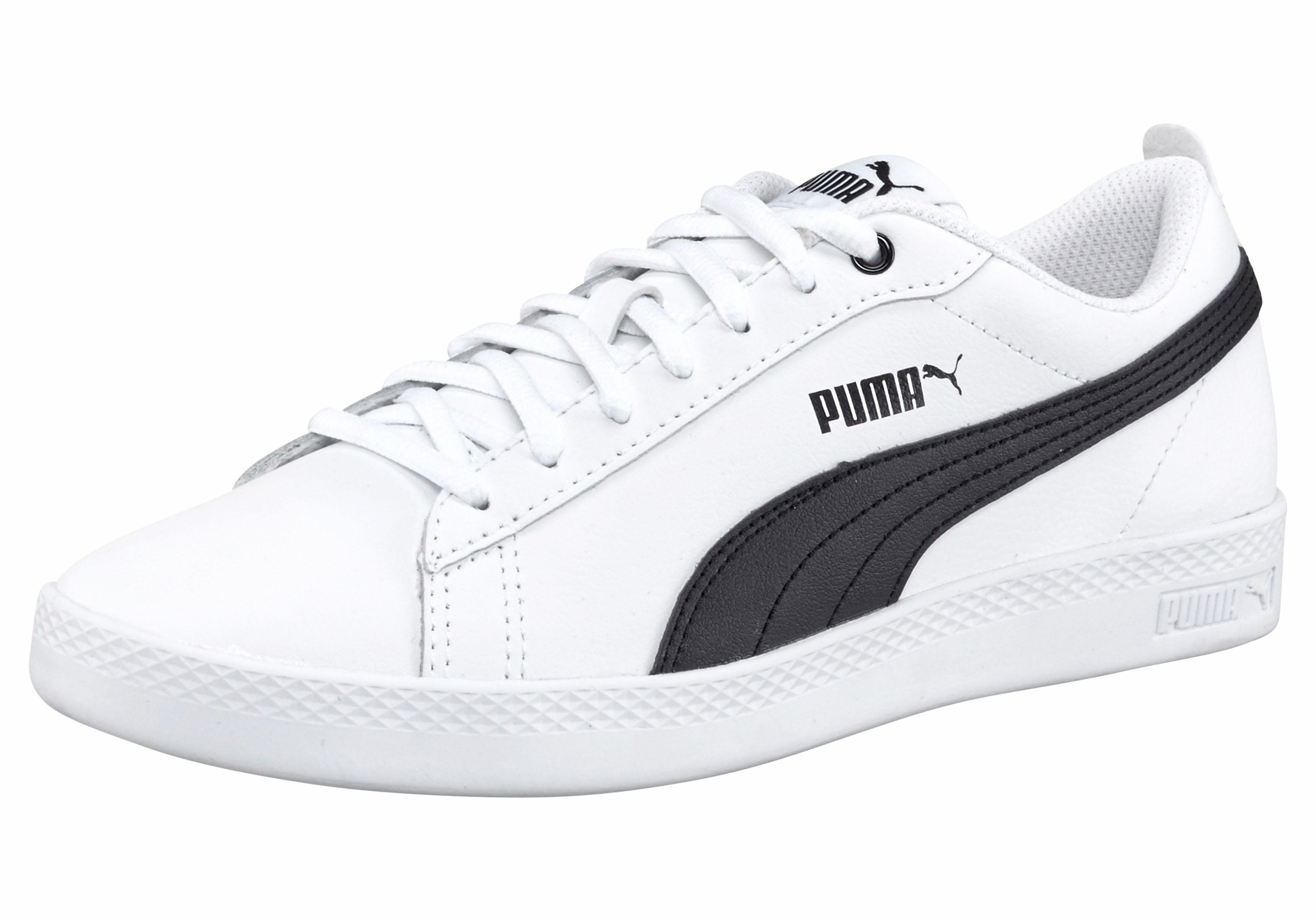 Sneaker PUMA "SMASH WNS V2 L", Damen, Gr. 40,5, schwarz-weiß (puma weiß, puma schwarz), Leder, unifarben mit Farbeinsatz, Schuhe Skaterschuh Sneaker low Retrosneaker