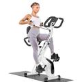 Dskeuzeew Exercise Bike Foldable, 4 in 1 Magnetic Foldable Indoor Cycling Bike with LCD Display and Heart Rate Sensor Workout Bike with Resistance Bands Home Workout Exercise Equipment (White)