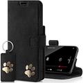 SURAZO Wallet Mobile Phone Case for Apple iPhone 15 Pro Leather - Genuine Leather Protective Case with Paw Motif - RFID Flip Case [Magnet, Stand Function, Card Slot] Flip Cover Case Leather Case