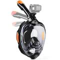 ZIPOUTE Snorkel Mask Full Face, Full Face Snorkel Mask Adult and Kids with Detachable Camera Mount, Snorkeling Mask 180 Panoramic View Anti-Fog Anti-Leak Dry Top Set (Orange Black, L/XL)