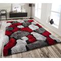 Home Republic Pebble Stepping 3D Stones Textured Carpet Yoga Fluffy Rug with Anti-Skid Backing Bedroom Living Dining Room (Red, 240 x 330cms)