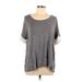 Ann Taylor LOFT Outlet Short Sleeve T-Shirt: Gray Tops - Women's Size Large Petite