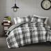 Gracie Oaks Tullia Modern Plaid Lightweight Comforter Set in Farmhouse Style Polyester/Polyfill/Microfiber in Gray | Wayfair