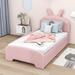 Trinx Jaxsten Twin Standard Bed Wood & Upholstered/Chenille/ in Pink | 47 H x 45 W x 82 D in | Wayfair 1564EEAE07CF41AB91B9416EDC14340B