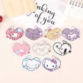 9Pcs Anime Sanrio Figure Embroidered Patches Hello Kitty Kuromi Melody Cartoon Hook And Loop