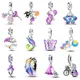 100% 925 Sterling Silver Purple Color Series Chameleon Butterfly Balloon Charms Beads Fit Pandora