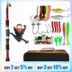 Fishing Pole Set Full Kits With Telescopic Fishing Rod And Spinning Reel Baits Hooks Travel Pole Set