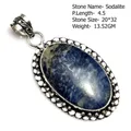 Genuine Aquamarine Emerald Labradorite Amazonite Rose Quartz Prehnite Azurite Pendant