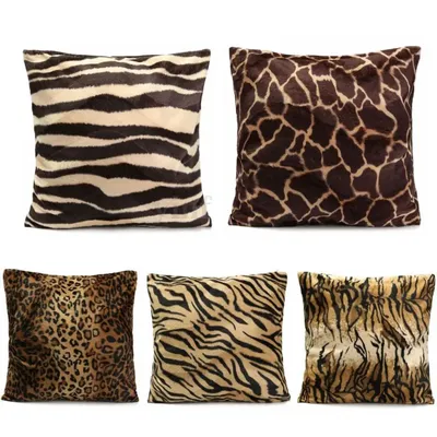 Einseitig Leoparden-Zebra-Druck, quadratischer Kissenbezug, Sofa-Lounge, dekoratives Kissen, Image