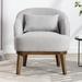 Linen Accent Chairs for Livingroom Armchair w/ Pillow, Solid Wood leg Club Barrel Chairs, Bedroom Egg Chair Corner Chair, Gray