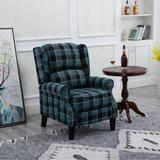 Recliner Chair Recliners Sofa Wingback Chairs Reading Chair Single Sofa Reclining Chair w/ Padded Backrest, Blue Check