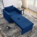 Sofa Chair Bed w/ 2-in-1 Blue Chaise Lounges Sleeper Chair, Pillow