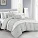 7 Piece Comforter Set Grey White Floral Soft Bedding